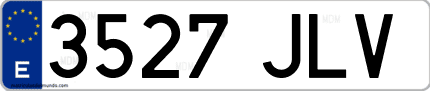 Ejemplo de matrícula de coche ordinaria 3527 JLV