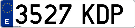 Ejemplo de matrícula de coche ordinaria 3527 KDP
