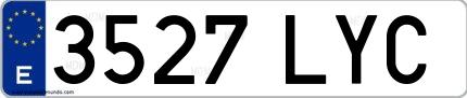 Ejemplo de matrícula española 3527 LYC