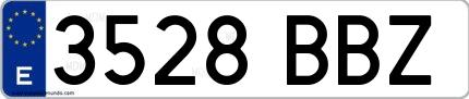 Ejemplo de matrícula española 3528 BBZ