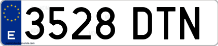 Ejemplo de matrícula de coche ordinaria 3528 DTN