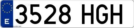 Ejemplo de matrícula española 3528 HGH