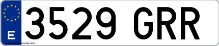Ejemplo de matrícula española 3529 GRR