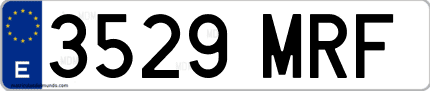 Ejemplo de matrícula de coche ordinaria 3529 MRF