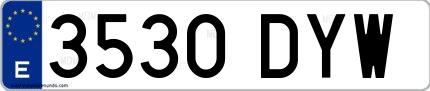 Ejemplo de matrícula española 3530 DYW