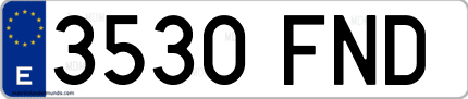 Ejemplo de matrícula de coche ordinaria 3530 FND