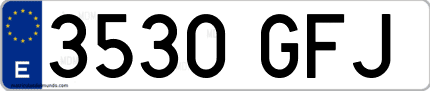 Ejemplo de matrícula de coche ordinaria 3530 GFJ