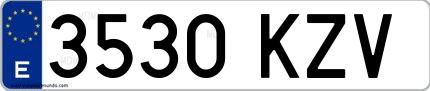 Ejemplo de matrícula española 3530 KZV