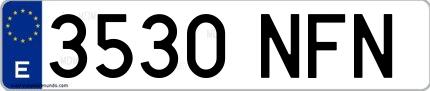 Ejemplo de matrícula española 3530 NFN