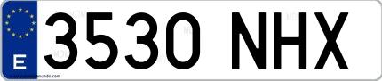 Ejemplo de matrícula española 3530 NHX