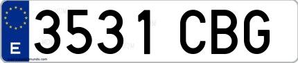 Ejemplo de matrícula española 3531 CBG