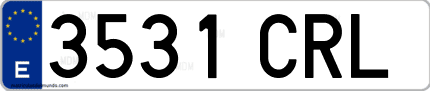 Ejemplo de matrícula de coche ordinaria 3531 CRL