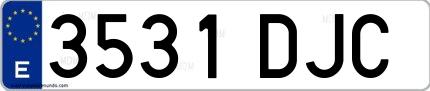 Ejemplo de matrícula española 3531 DJC