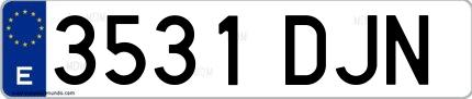 Ejemplo de matrícula española 3531 DJN