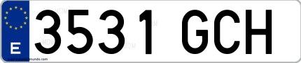 Ejemplo de matrícula española 3531 GCH