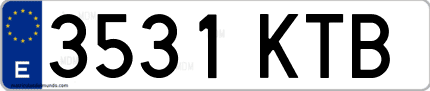 Ejemplo de matrícula de coche ordinaria 3531 KTB