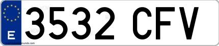 Ejemplo de matrícula española 3532 CFV