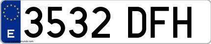 Ejemplo de matrícula española 3532 DFH