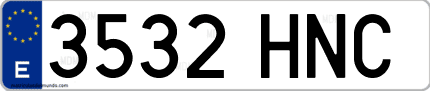 Ejemplo de matrícula de coche ordinaria 3532 HNC