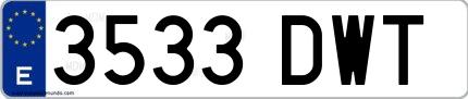 Ejemplo de matrícula española 3533 DWT