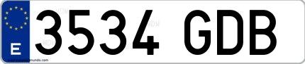 Ejemplo de matrícula española 3534 GDB