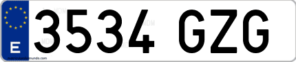 Ejemplo de matrícula de coche ordinaria 3534 GZG