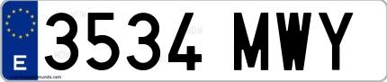 Ejemplo de matrícula española 3534 MWY
