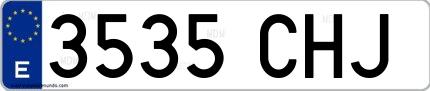Ejemplo de matrícula española 3535 CHJ