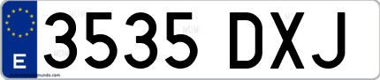 Ejemplo de matrícula de coche ordinaria 3535 DXJ