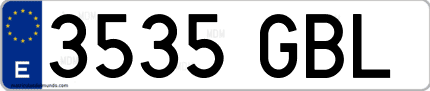 Ejemplo de matrícula de coche ordinaria 3535 GBL