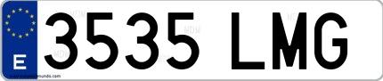 Ejemplo de matrícula española 3535 LMG