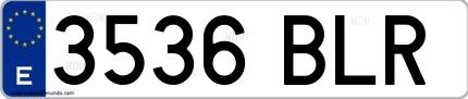 Ejemplo de matrícula española 3536 BLR