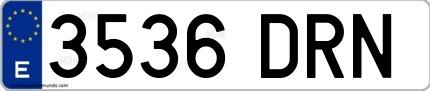 Ejemplo de matrícula española 3536 DRN