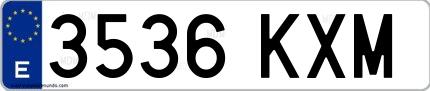 Ejemplo de matrícula española 3536 KXM