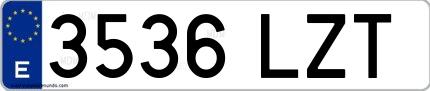 Ejemplo de matrícula española 3536 LZT