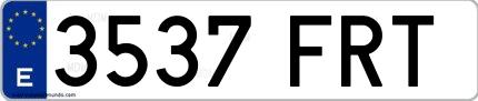 Ejemplo de matrícula española 3537 FRT