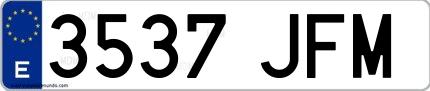 Ejemplo de matrícula española 3537 JFM