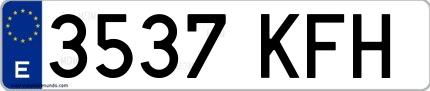 Ejemplo de matrícula española 3537 KFH