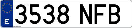 Ejemplo de matrícula española 3538 NFB