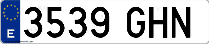 Ejemplo de matrícula de coche ordinaria 3539 GHN