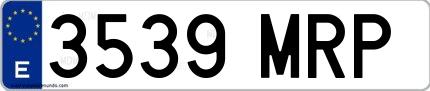 Ejemplo de matrícula española 3539 MRP