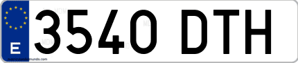 Ejemplo de matrícula de coche ordinaria 3540 DTH