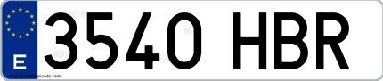 Ejemplo de matrícula española 3540 HBR