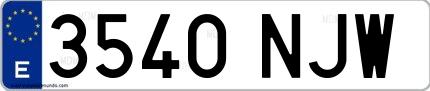 Ejemplo de matrícula española 3540 NJW