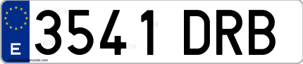 Ejemplo de matrícula de coche ordinaria 3541 DRB