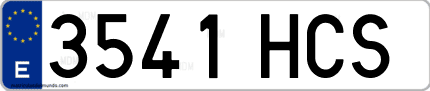 Ejemplo de matrícula de coche ordinaria 3541 HCS