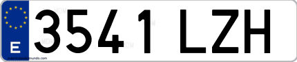 Ejemplo de matrícula de coche ordinaria 3541 LZH