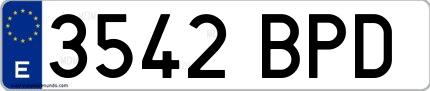Ejemplo de matrícula española 3542 BPD