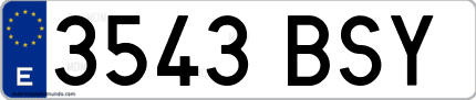 Ejemplo de matrícula de coche ordinaria 3543 BSY