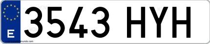 Ejemplo de matrícula española 3543 HYH